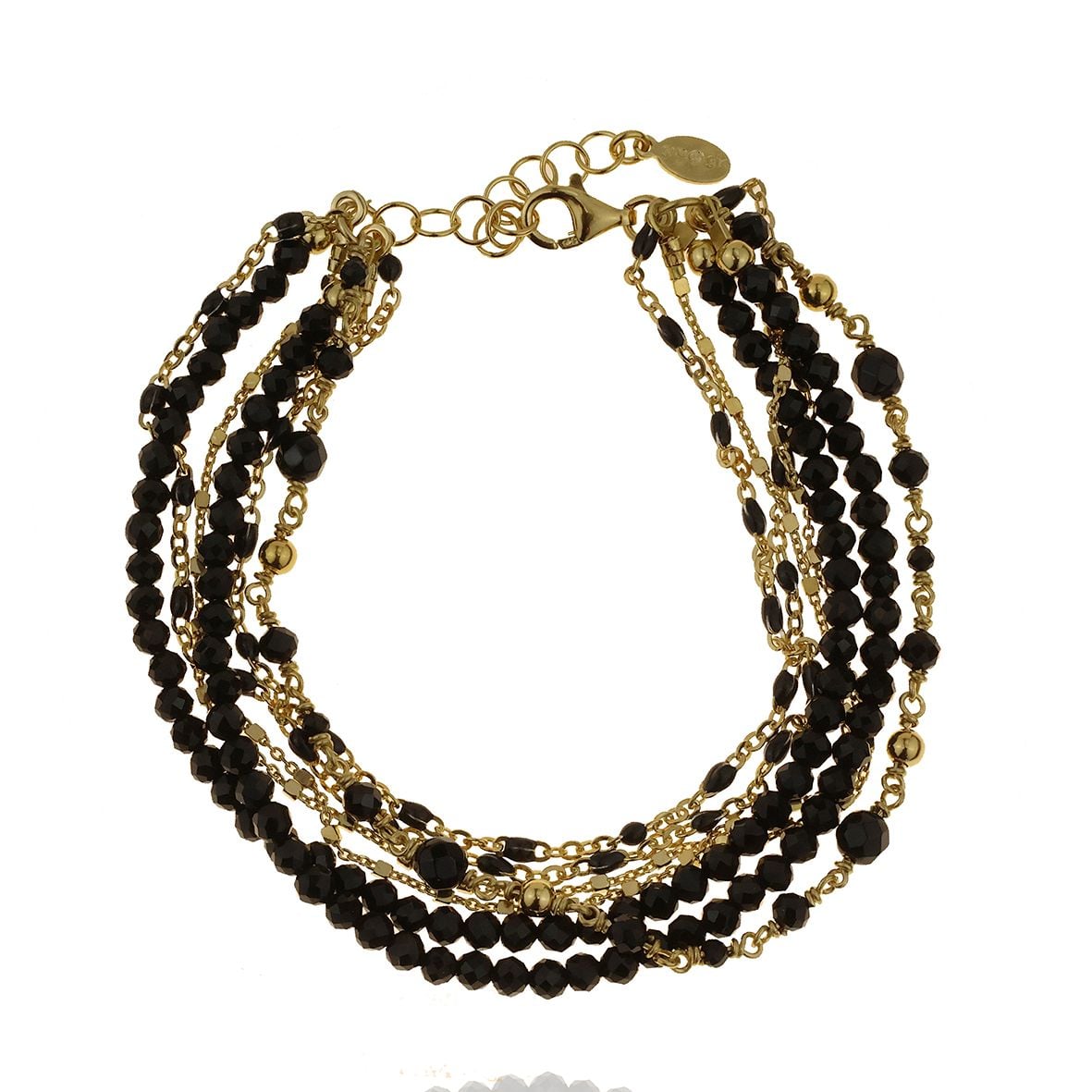 Bracelet silver 925 yellow gold plated with onyx