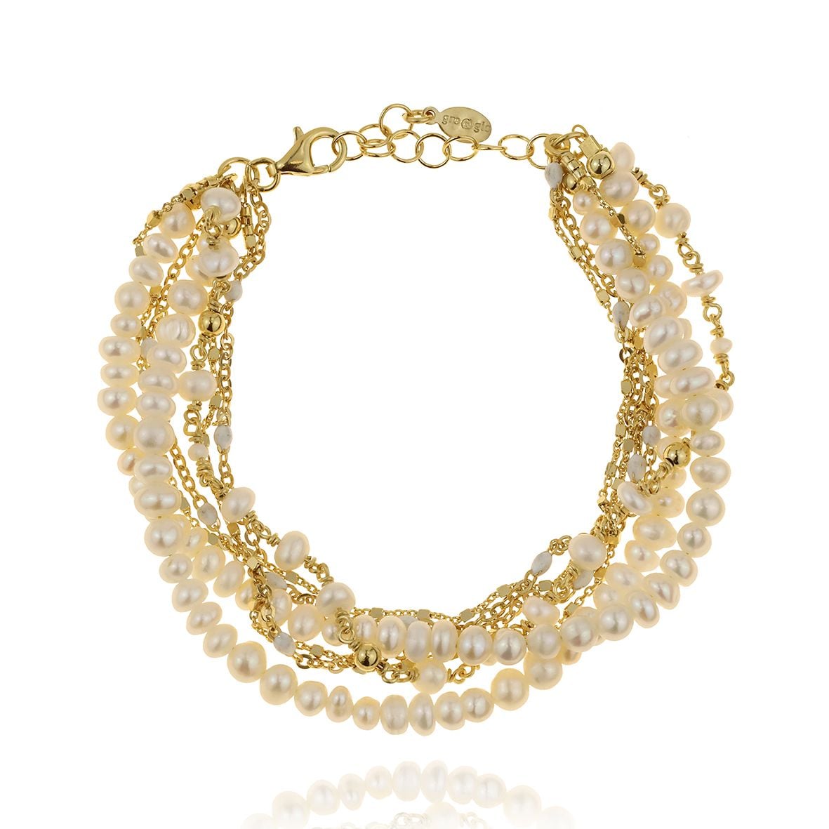 Bracelet silver 925 yellow gold plated with pearl