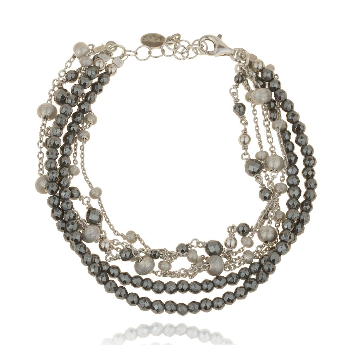 Βραχιόλι ασήμι 925 επιροδιωμένο με αιματίτη