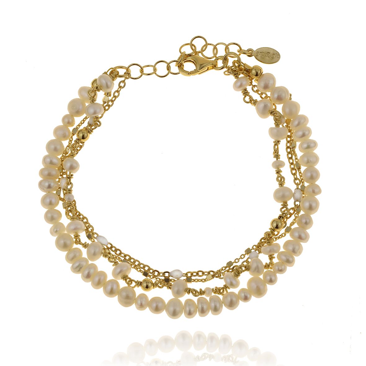 Bracelet silver 925 yellow gold plated with pearl