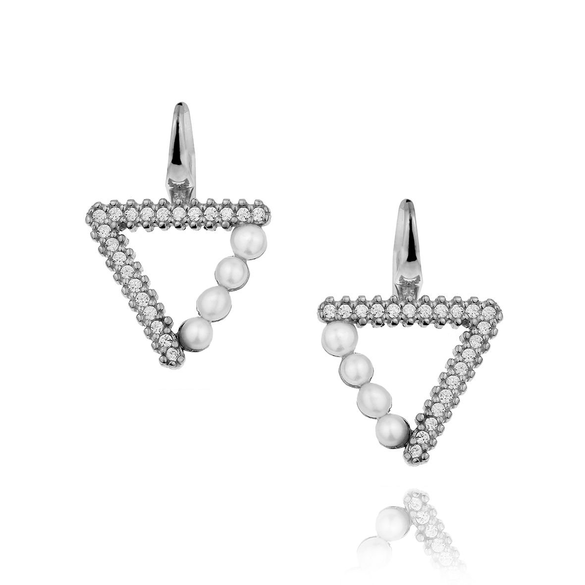 Σκουλαρίκια ασήμι 925 επιπλατινωμένα με zirconia και fresh water pearls