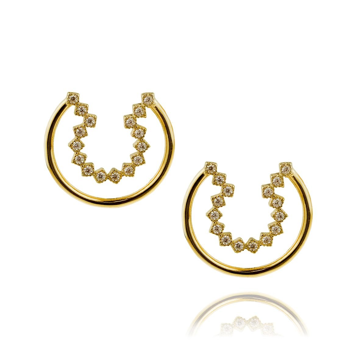 Σκουλαρίκια ασήμι 925 επιχρυσωμένα με zirconia