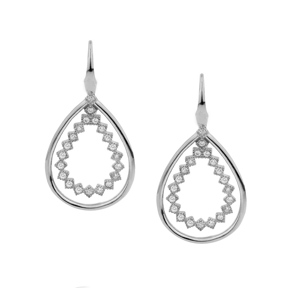 Σκουλαρίκια ασήμι 925 επιπλατινωμένα με zirconia