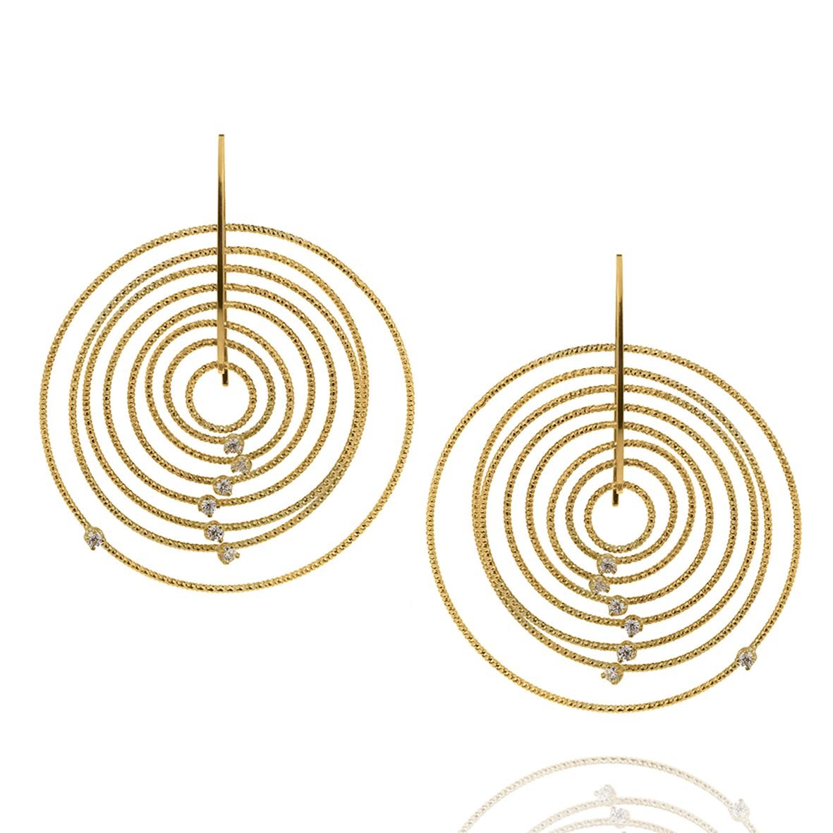 Σκουλαρίκια ασήμι 925 επιχρυσωμένα με zirconia