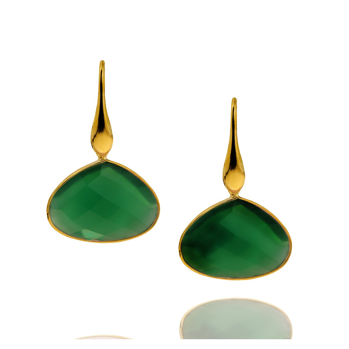 Σκουλαρίκια ασήμι 925 επιχρυσωμένο με green onyx