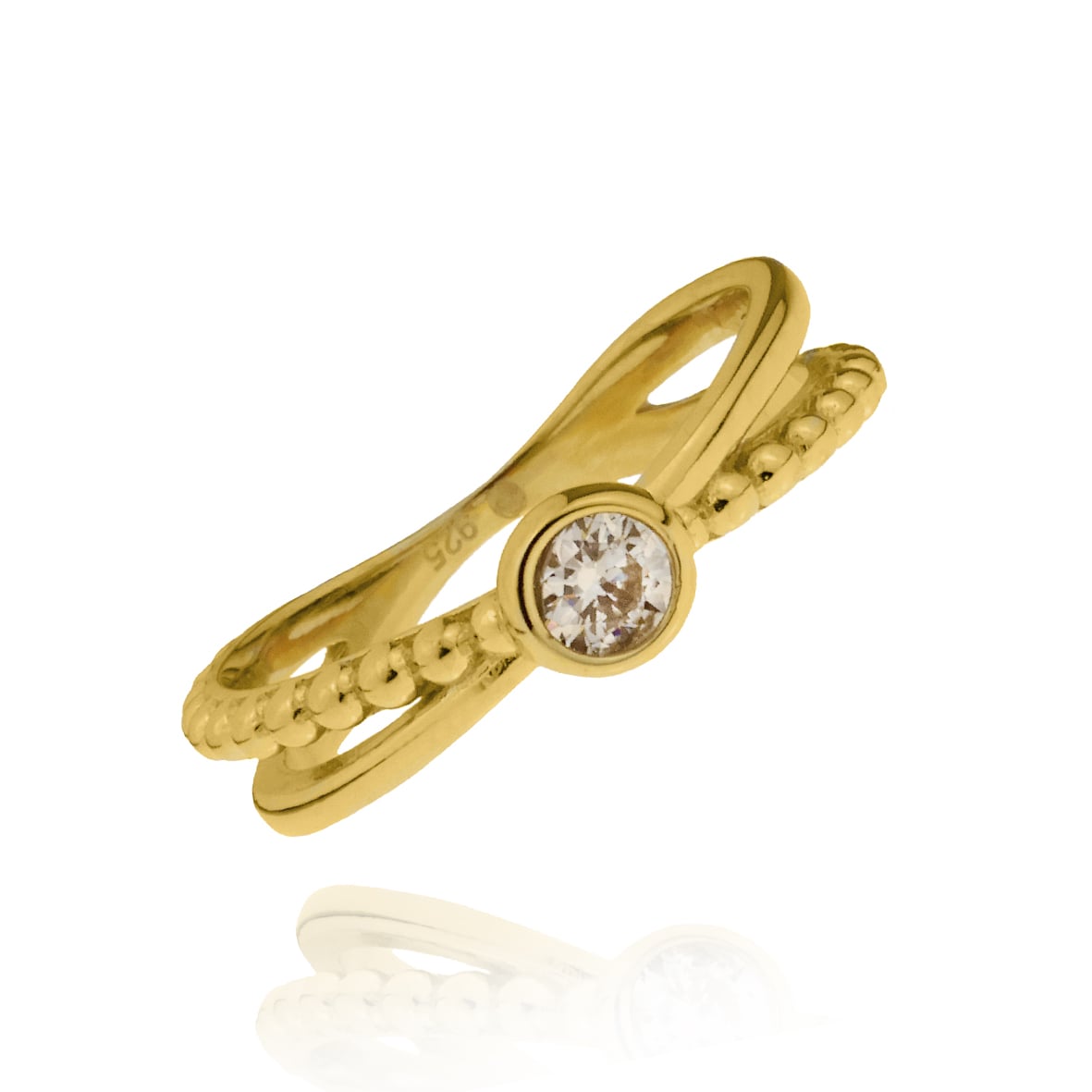 Δαχτυλίδι ασήμι 925 επιχρυσωμένο με zirconia