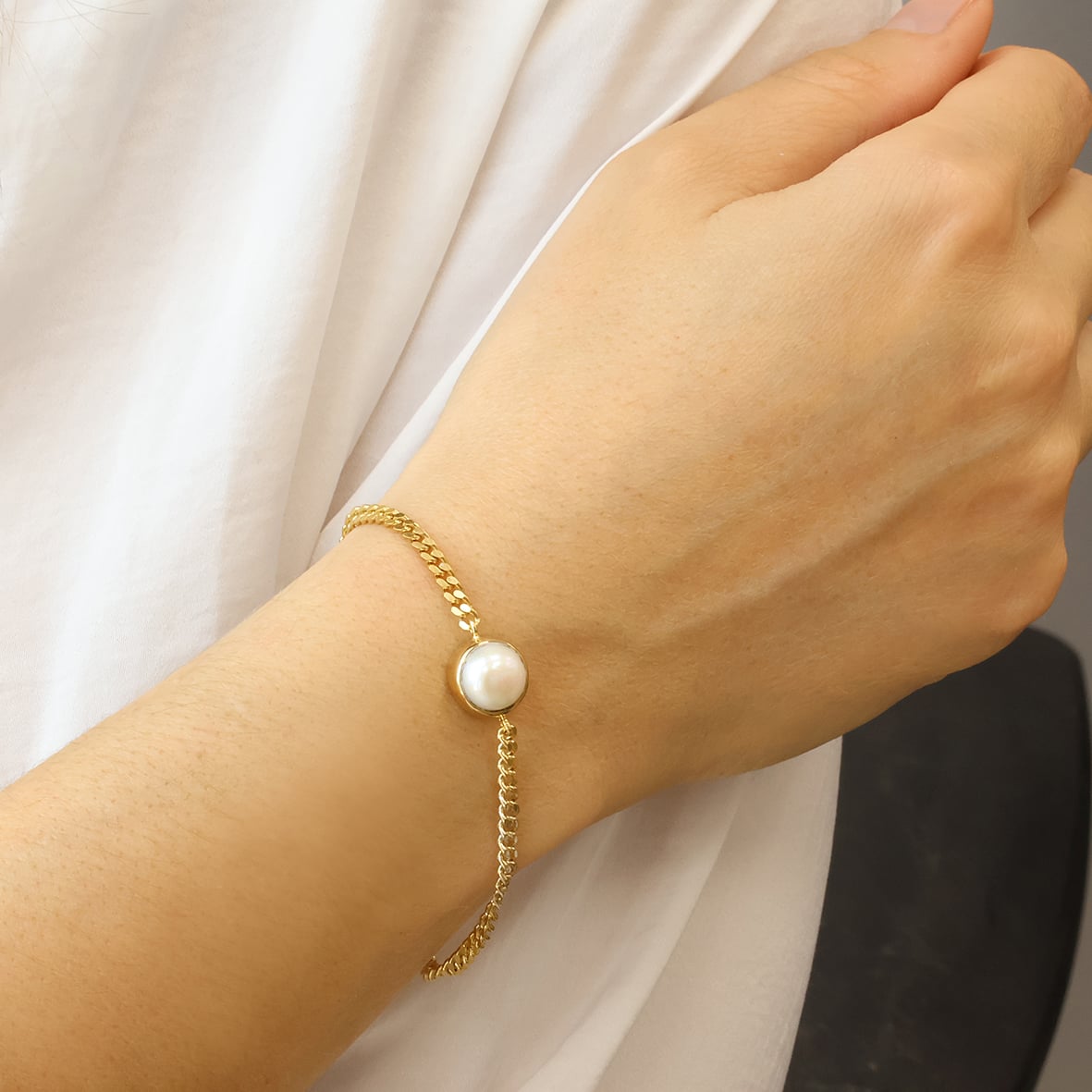 Βραχιόλι ασήμι 925 επιχρυσωμένο με fresh water pearl