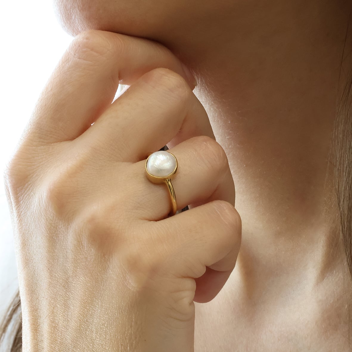 Δαχτυλίδι ασήμι 925 επιχρυσωμένο με fresh water pearl