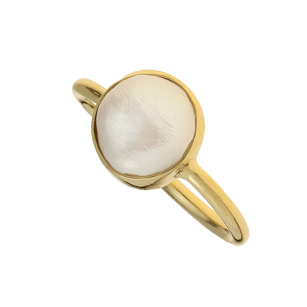 Δαχτυλίδι ασήμι 925 επιχρυσωμένο με fresh water pearl