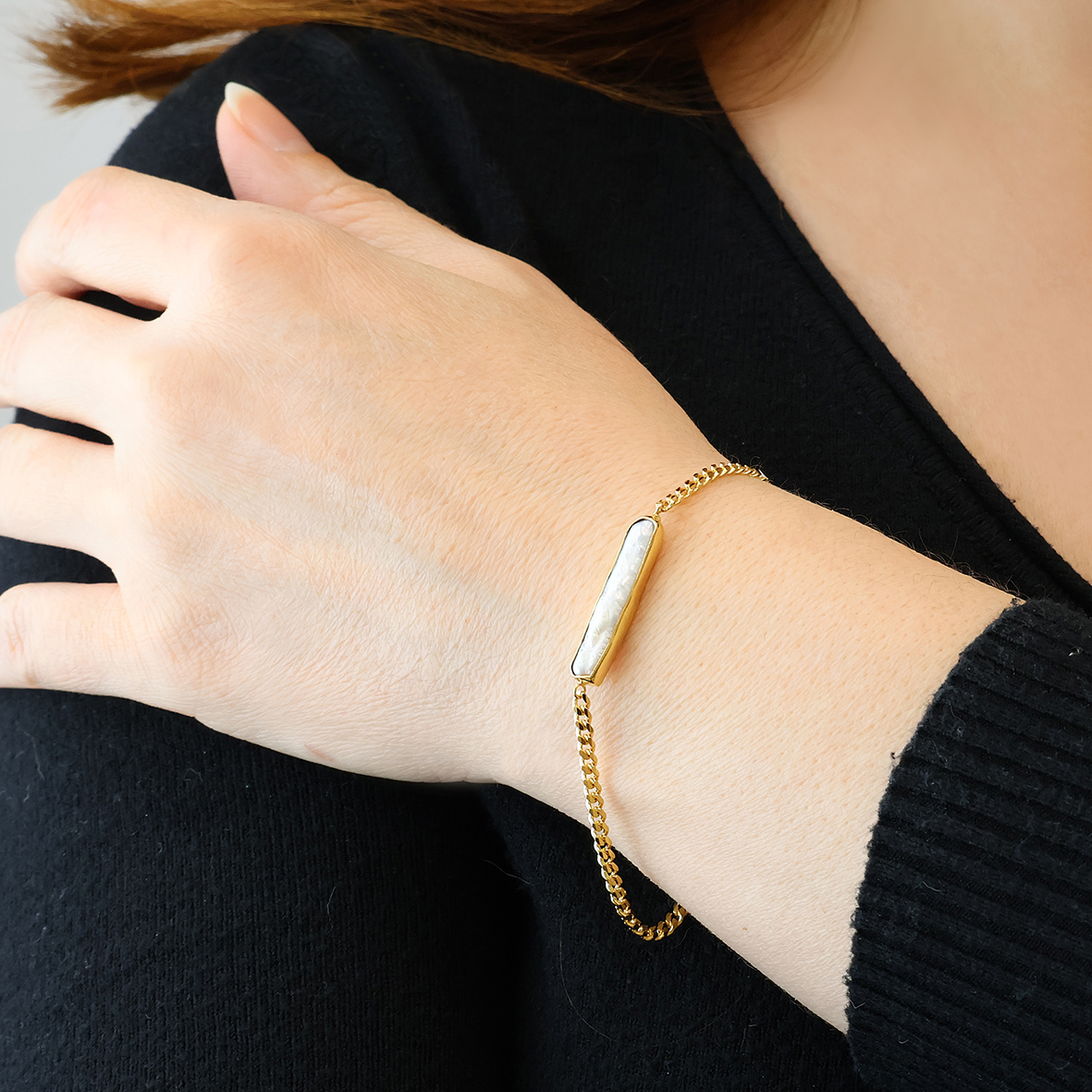 Βραχιόλι ασήμι 925 επιχρυσωμένο με fresh water pearl