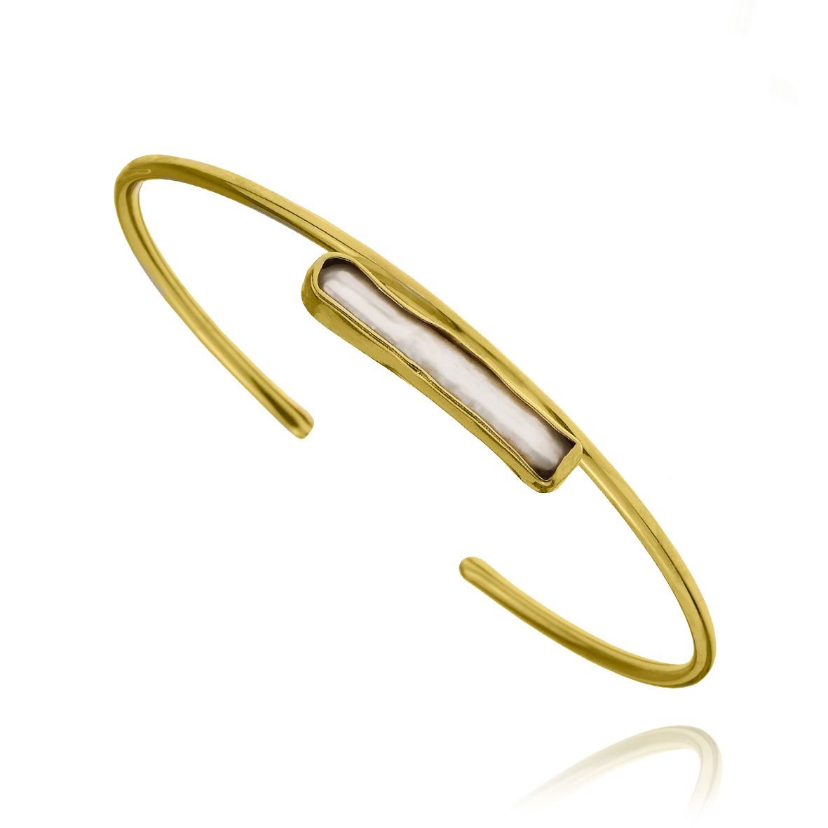 Βραχιόλι ασήμι 925 επιχρυσωμένο με fresh water pearl