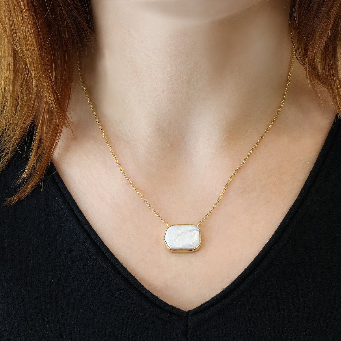 Κολιέ ασήμι 925 επιχρυσωμένο με fresh water pearl