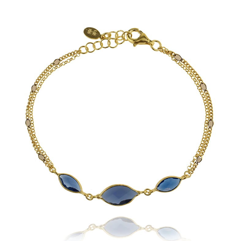 Βραχιόλι ασήμι 925 επιχρυσωμένο με kyanite quartz και σμάλτο