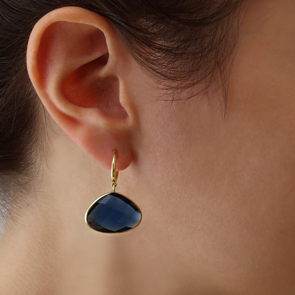 Σκουλαρίκια ασήμι 925 επιχρυσωμένα με kyanite quartz