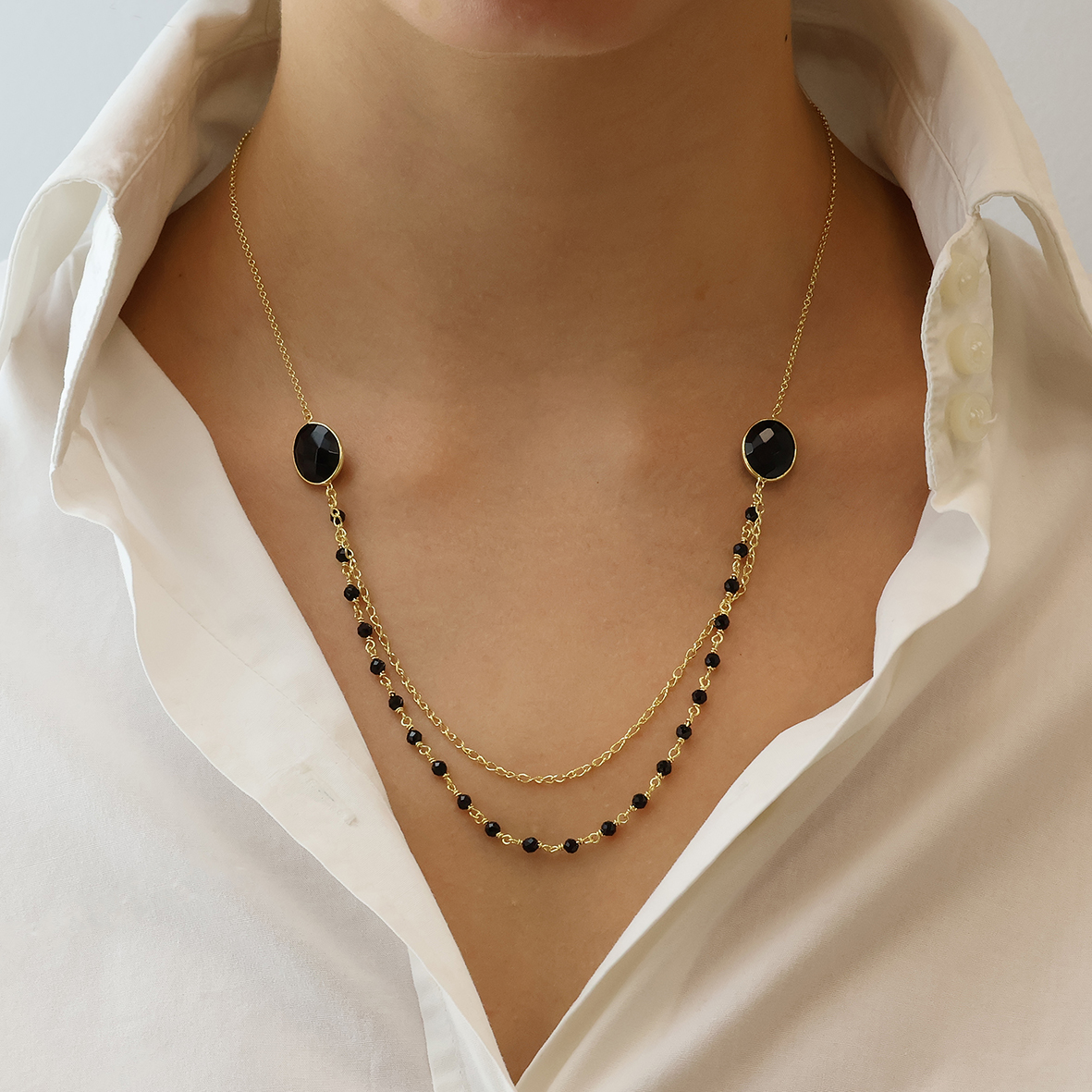 Κολιέ ασήμι 925 επιχρυσωμένο με όνυχα