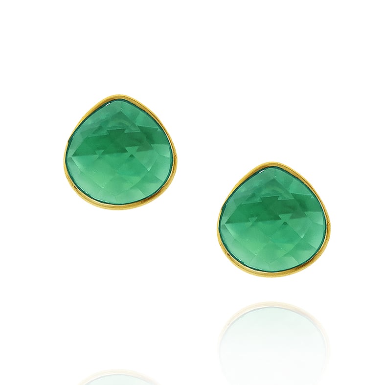 Σκουλαρίκια ασήμι 925 επιχρυσωμένα με green onyx