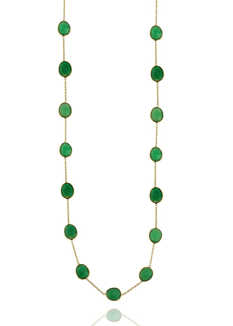 Κολιέ ασήμι 925 επιχρυσωμένο με green onyx