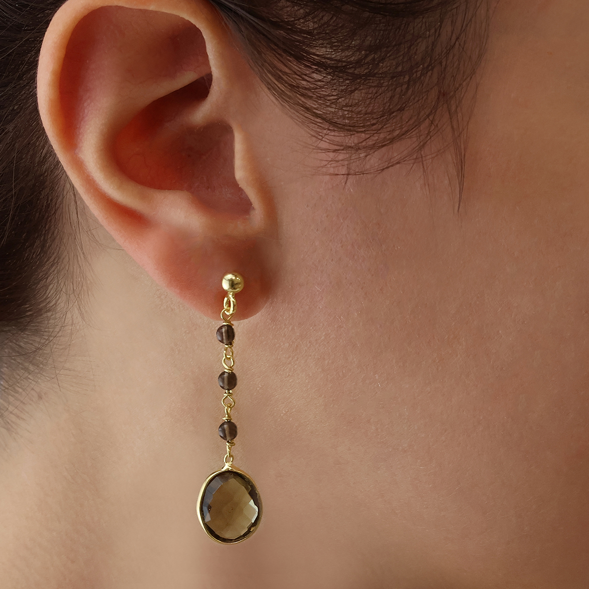 Σκουλαρίκια ασήμι 925 επιχρυσωμένα με καπνία