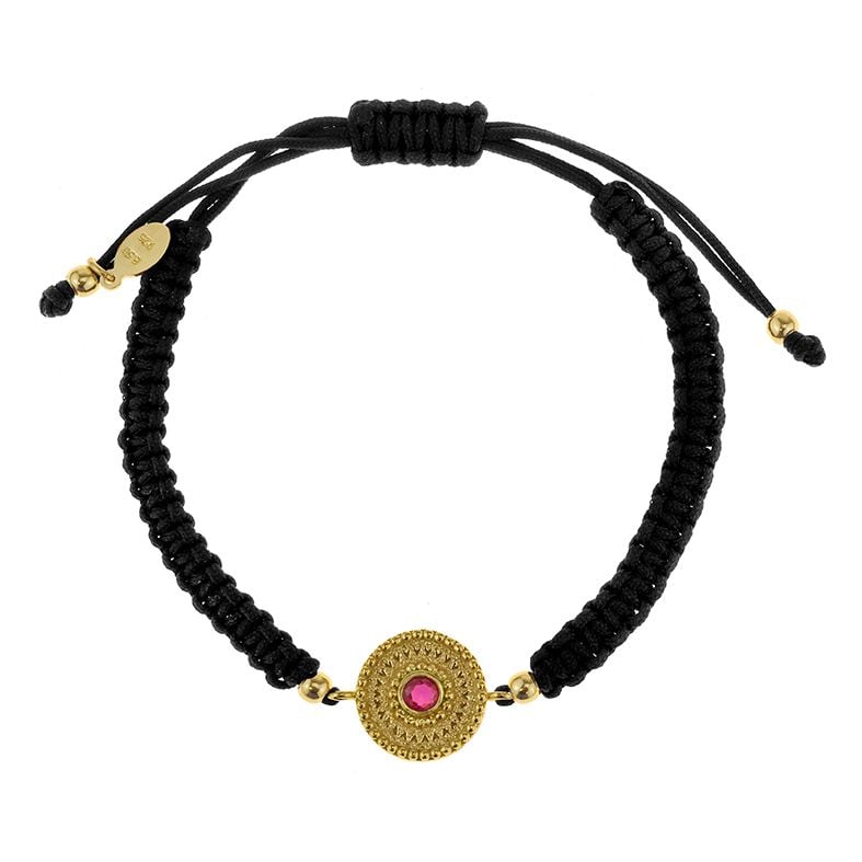 Βραχιόλι ασήμι 925 επιχρύσωμενο με κορδόνι και zirconia