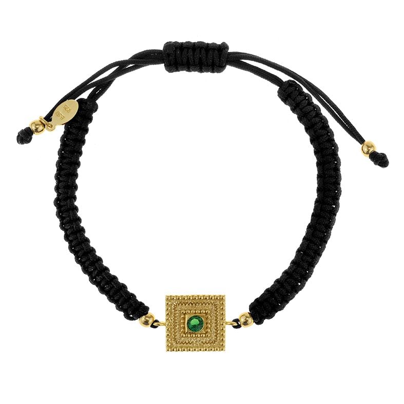 Βραχιόλι ασήμι 925 επιχρύσωμενο με κορδόνι και zirconia