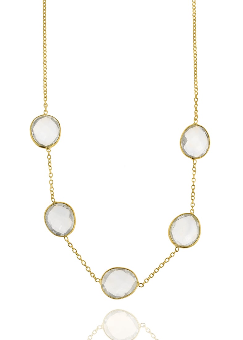 Κολιέ ασήμι 925 επιχρυσωμένο με white quartz