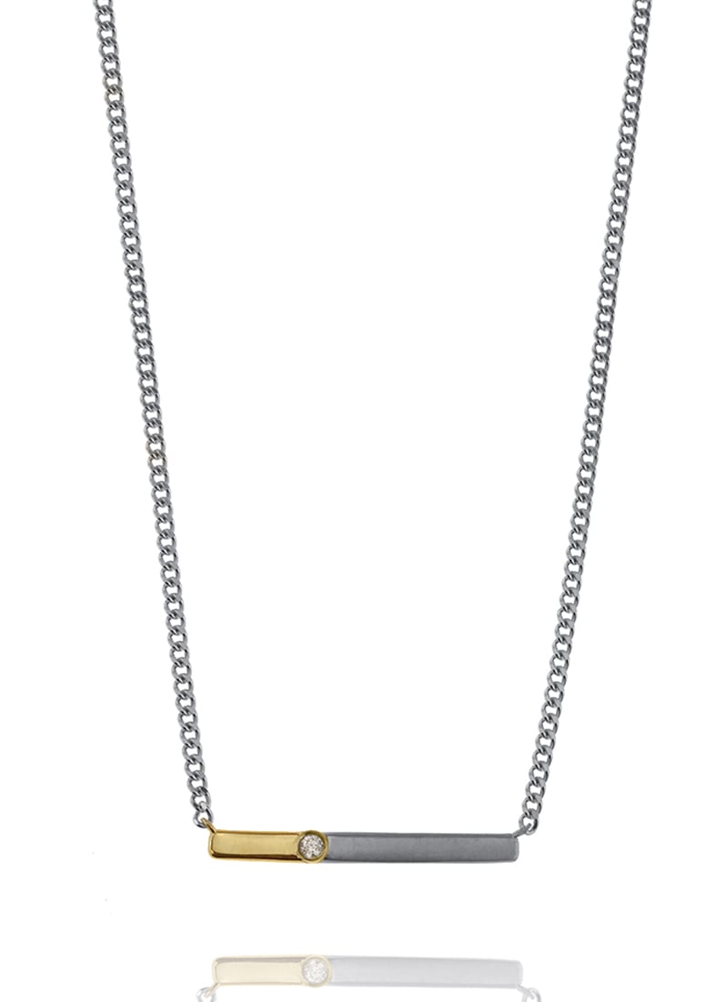 Κολιέ από ασήμι 925 και χρύσο Κ14 με zirconia