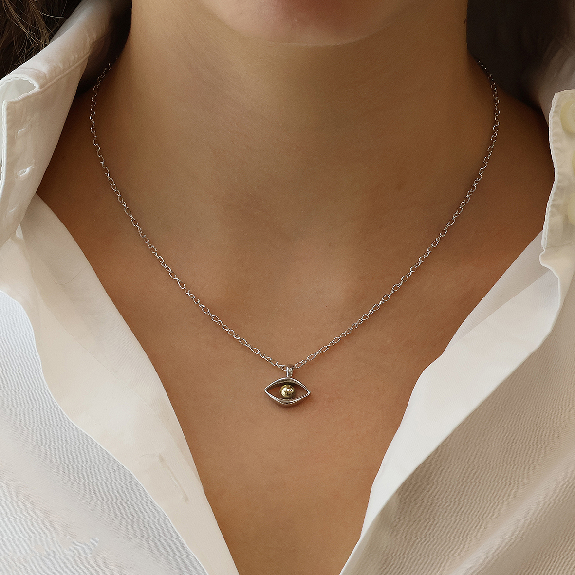 Κολιέ από ασήμι 925 και χρύσο Κ14