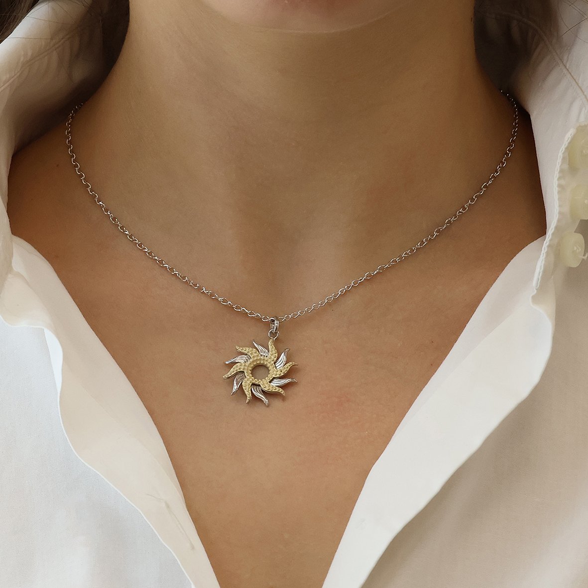 Κολιέ από ασήμι 925 και χρύσο Κ14