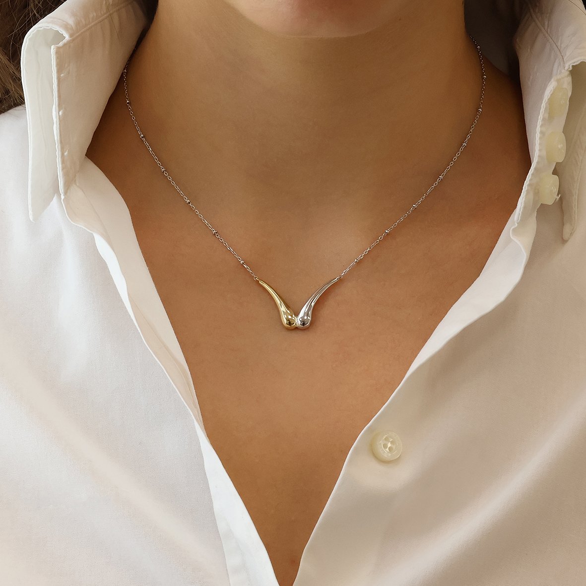 Κολιέ από ασήμι 925 και χρύσο Κ14