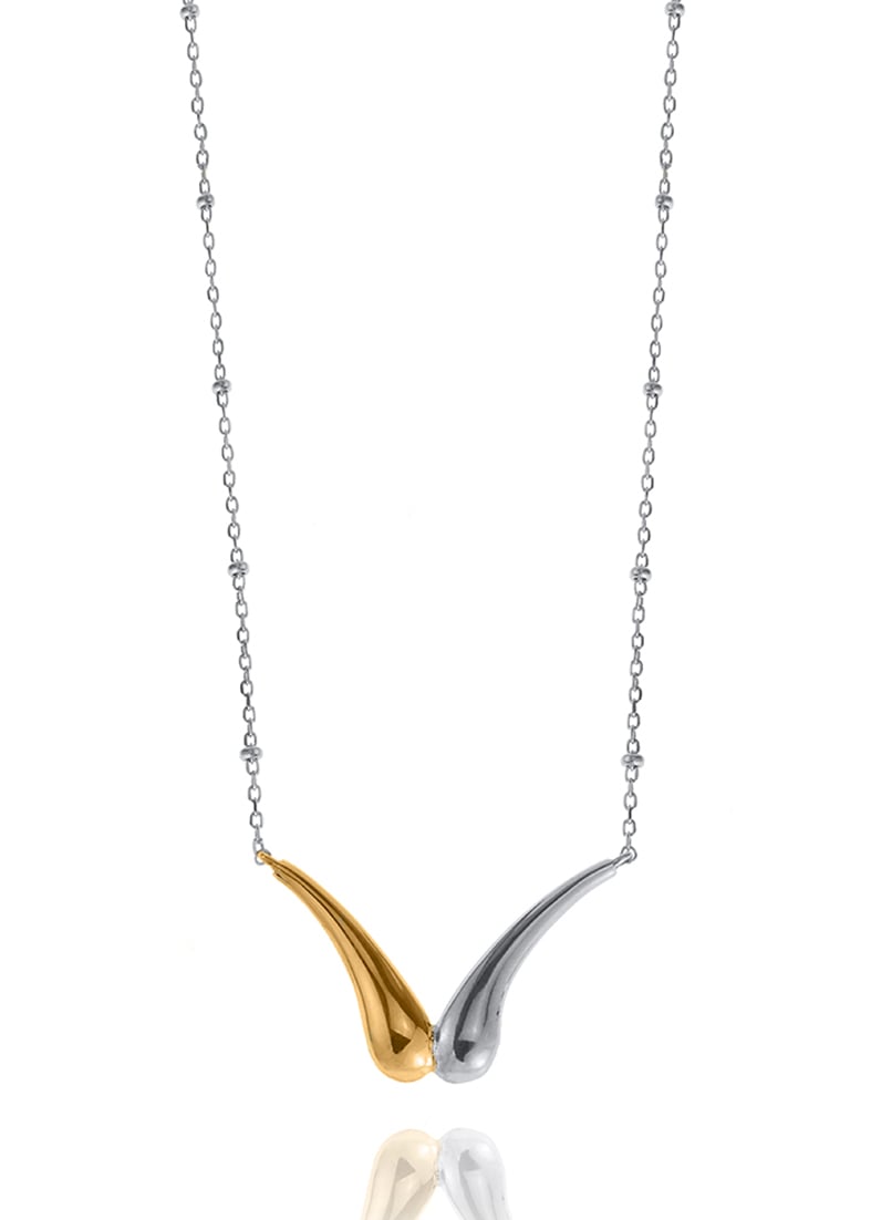 Κολιέ από ασήμι 925 και χρύσο Κ14