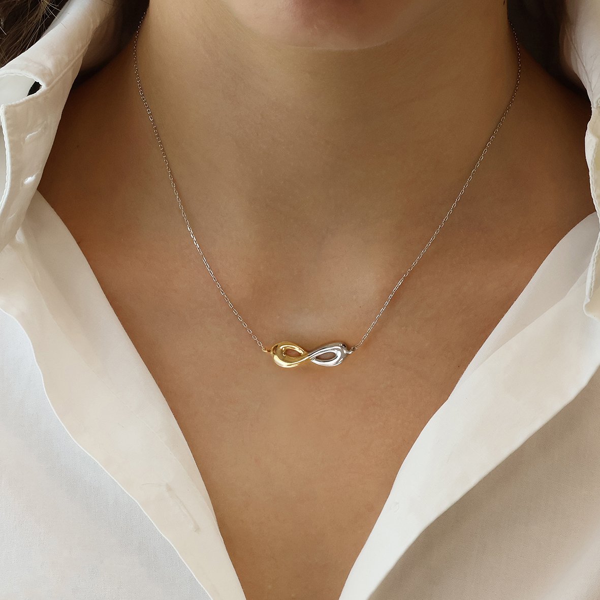 Κολιέ από ασήμι 925 και χρύσο Κ14