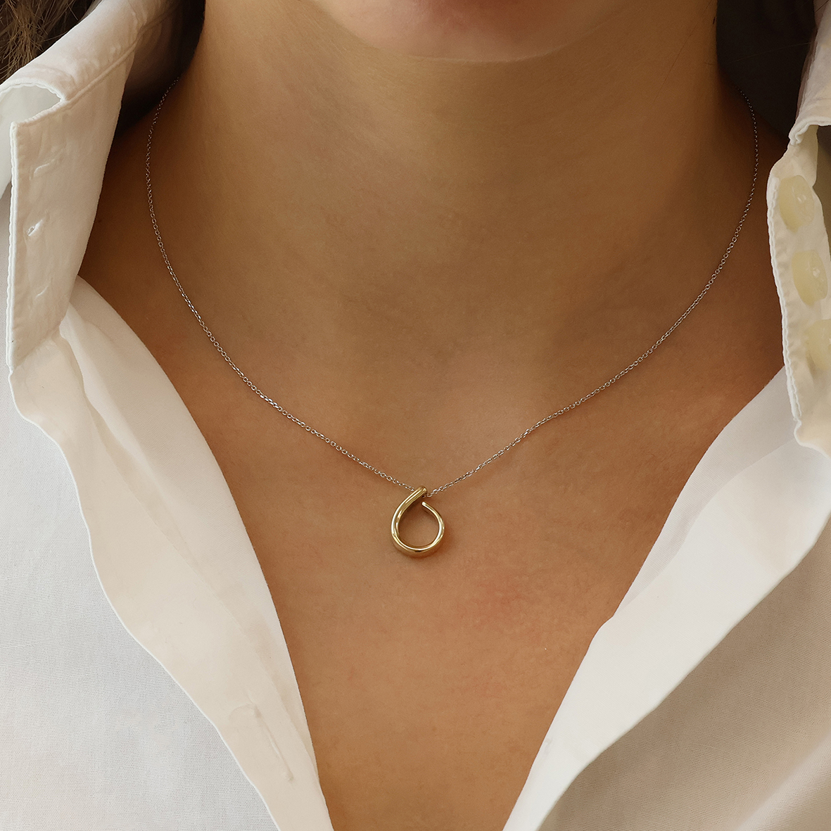 Κολιέ από ασήμι 925 και χρύσο Κ14