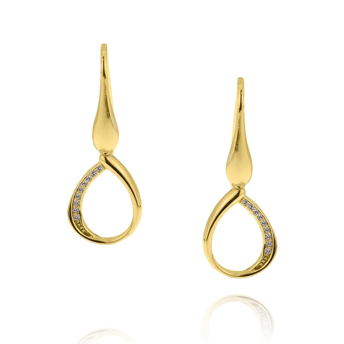 Σκουλαρίκια ασήμι 925 επιχρυσωμένα με zirconia