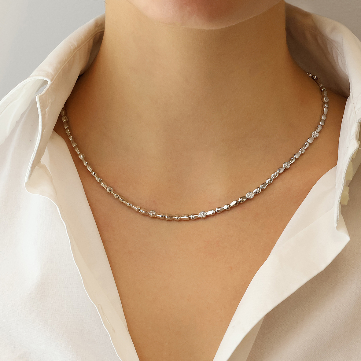 Κολιέ ασήμι 925 επιπλατινωμένο με zirconia