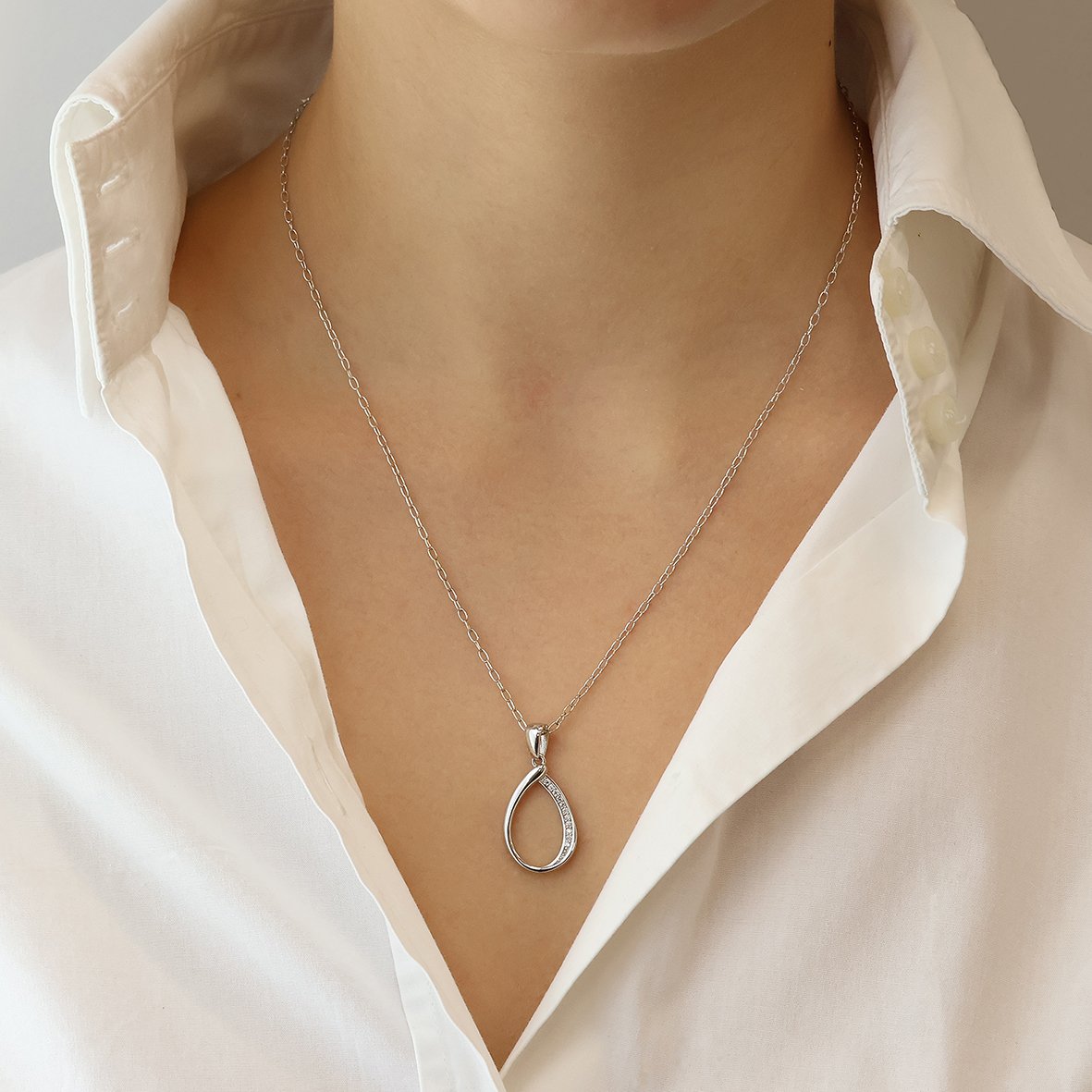 Κολιέ ασήμι 925 επιπλατινωμένο με zirconia