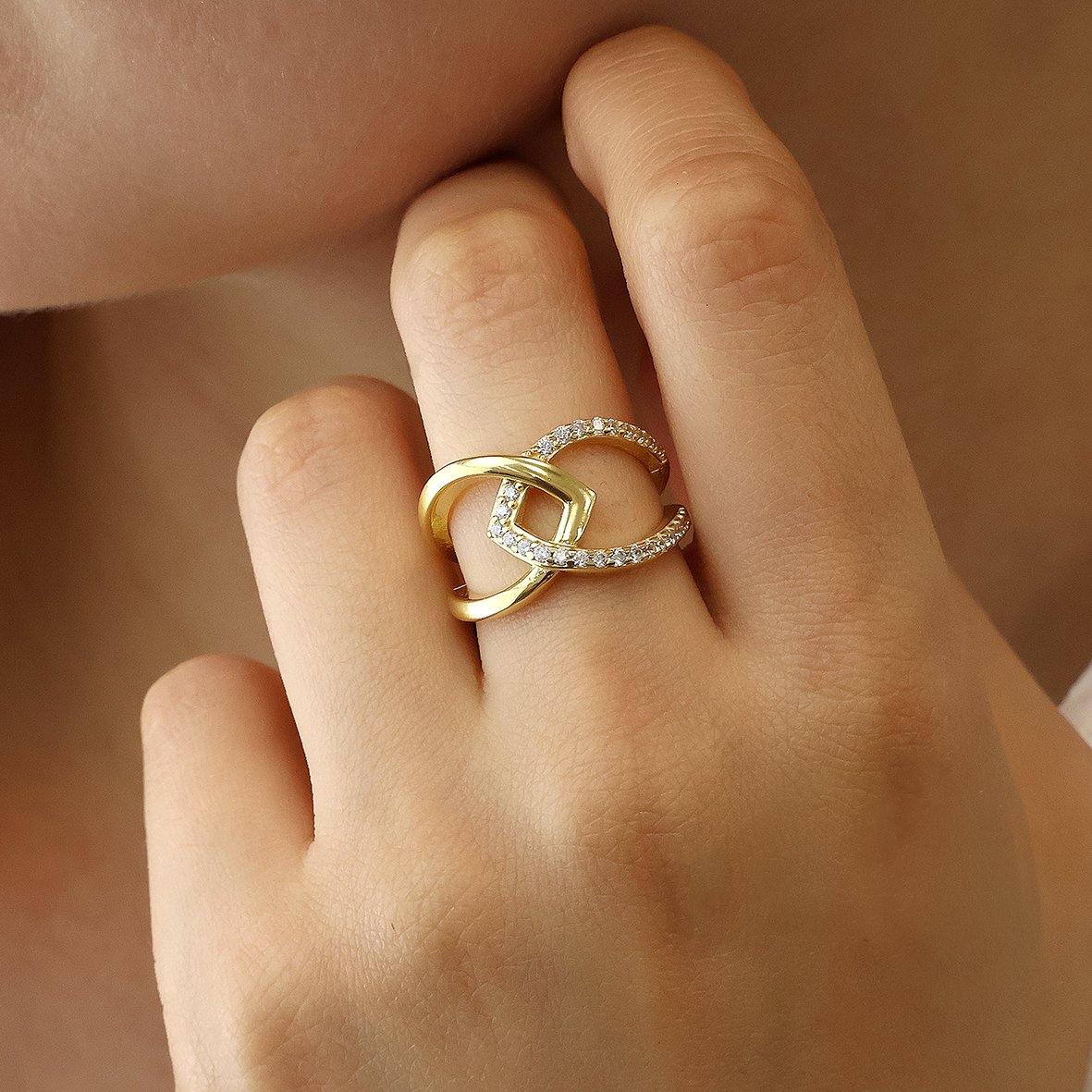 Δαχτυλίδι ασήμι 925 επιχρυσωμένο με zirconia