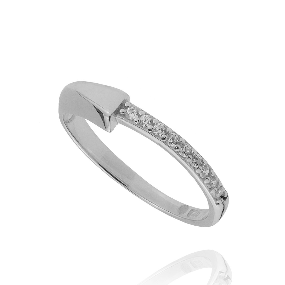 Δαχτυλίδι ασήμι 925 επιπλατινωμένο με zirconia