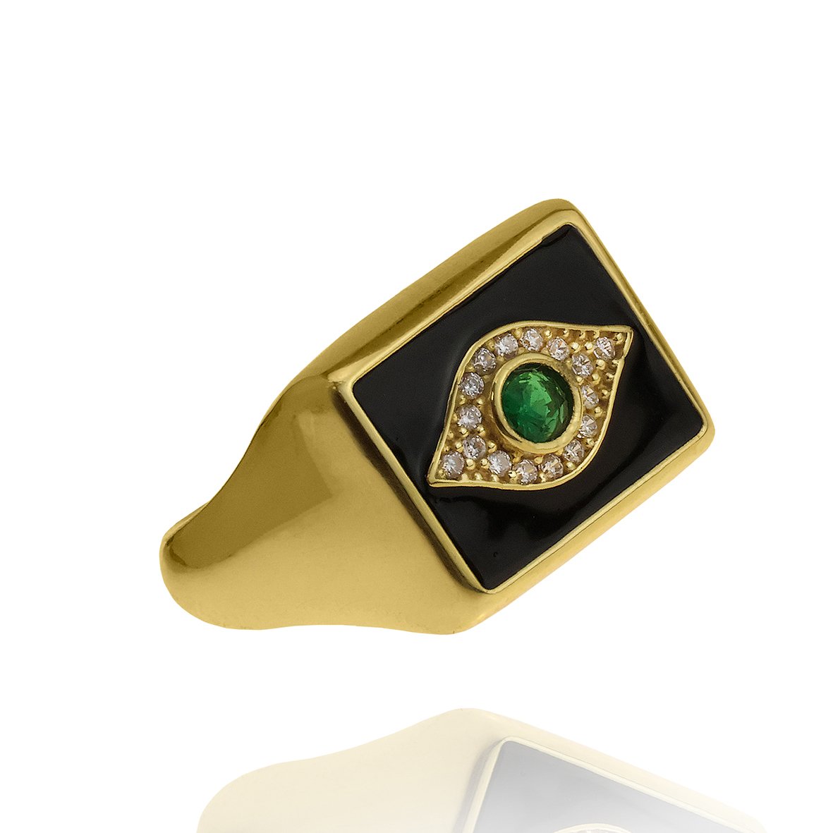 Δαχτυλίδι ασήμι 925 επιχρυσωμένο με zirconia και σμάλτο