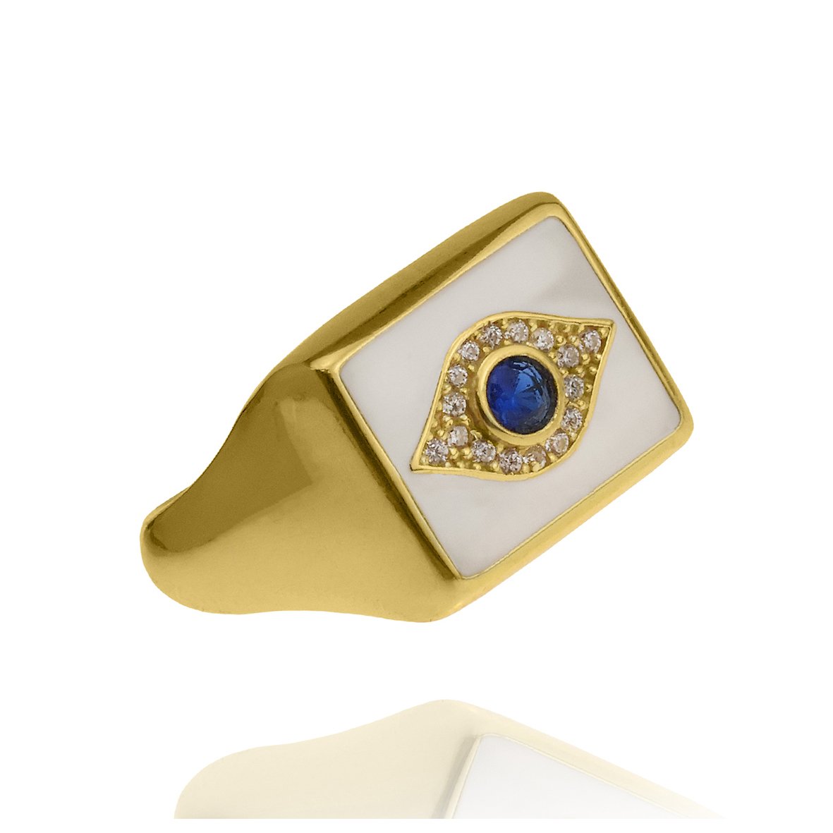 Δαχτυλίδι ασήμι 925 επιχρυσωμένο με zirconia και σμάλτο