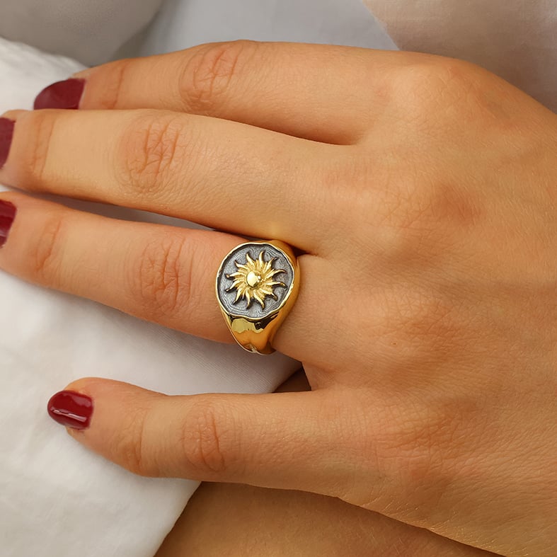 Δαχτυλίδι ασήμι 925 επιχρυσωμένο με μαύρη επιροδίωση