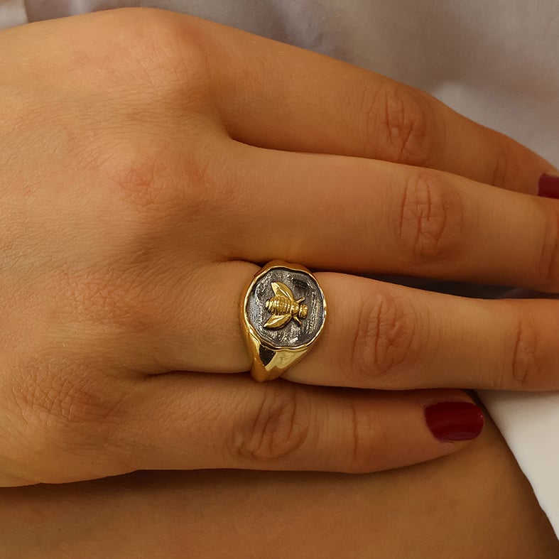 Δαχτυλίδι ασήμι 925 επιχρυσωμένο με μαύρη επιροδίωση