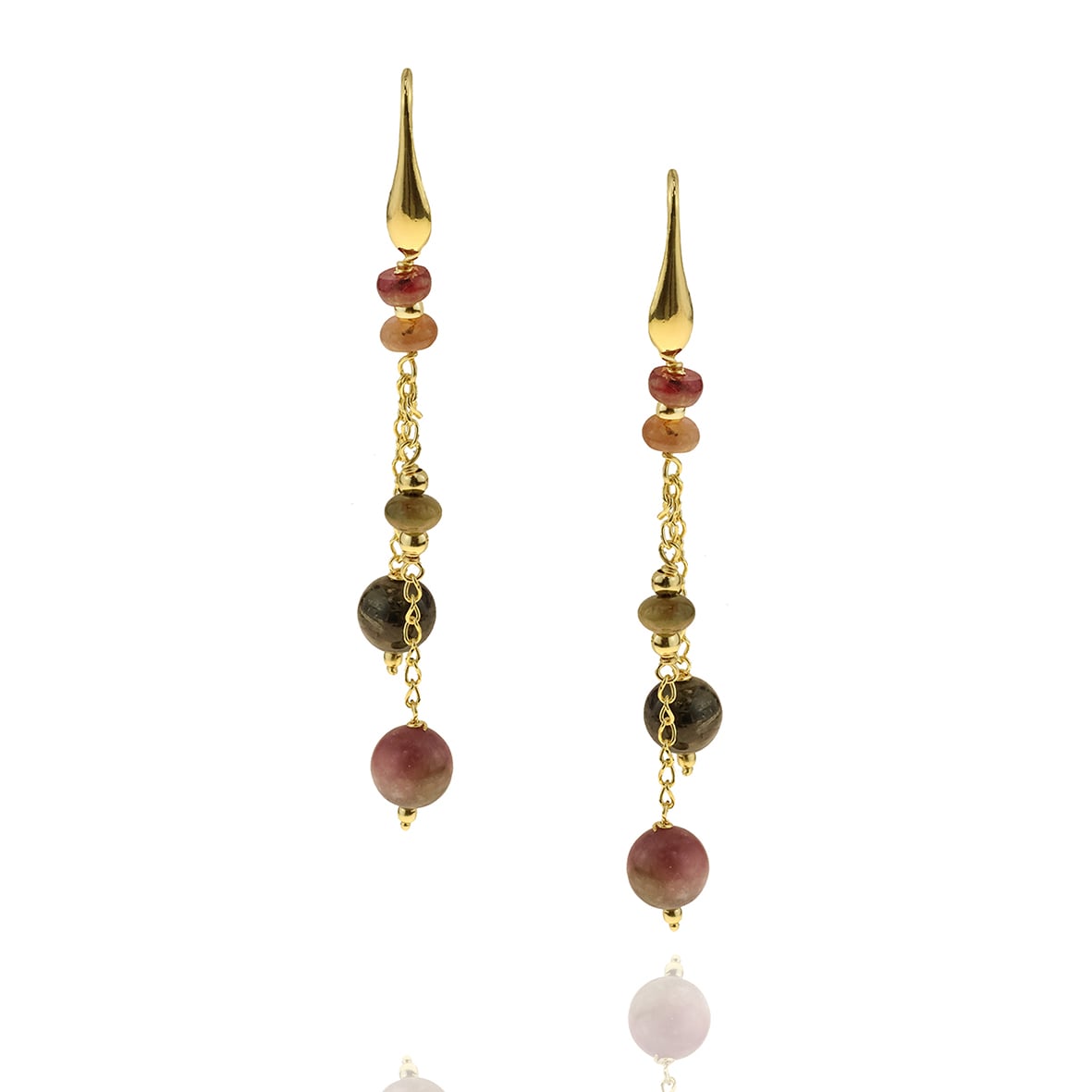 Σκουλαρίκια ασήμι 925 επιχρυσωμένα με τουρμαλίνη