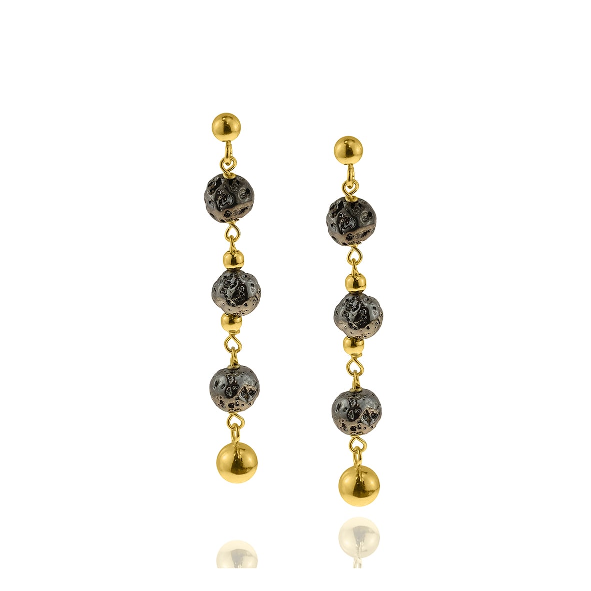 Σκουλαρίκια ασήμι 925 επιχρυσωμένα με λάβα