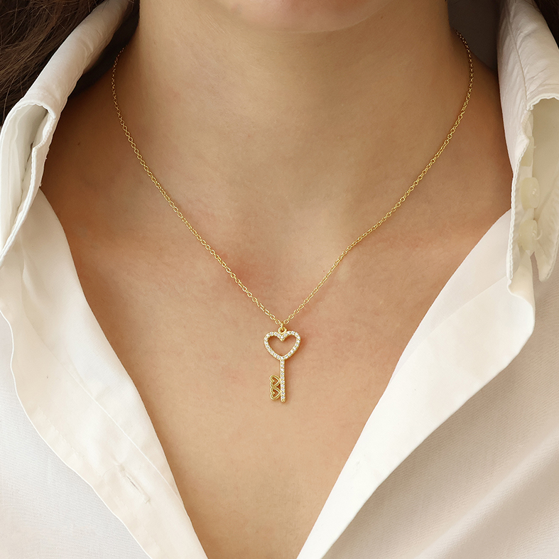 Κολιέ ασήμι 925 επιχρυσωμένο με zirconia