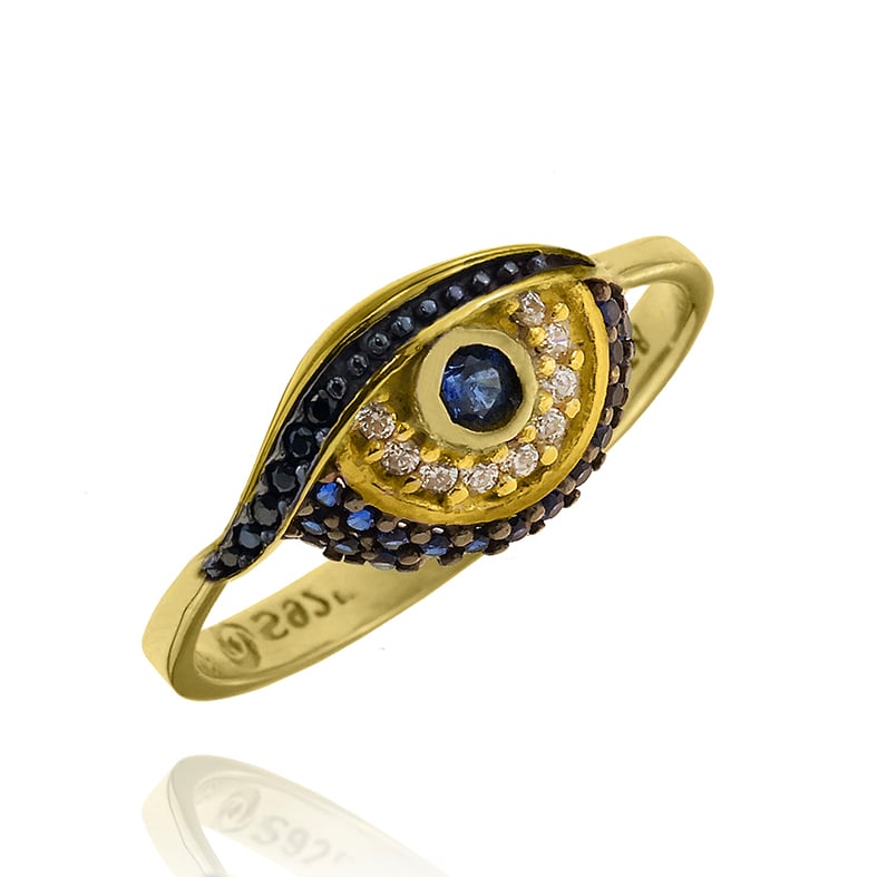 Δαχτυλίδι ασήμι 925 επιχρυσωμένο με zirconia