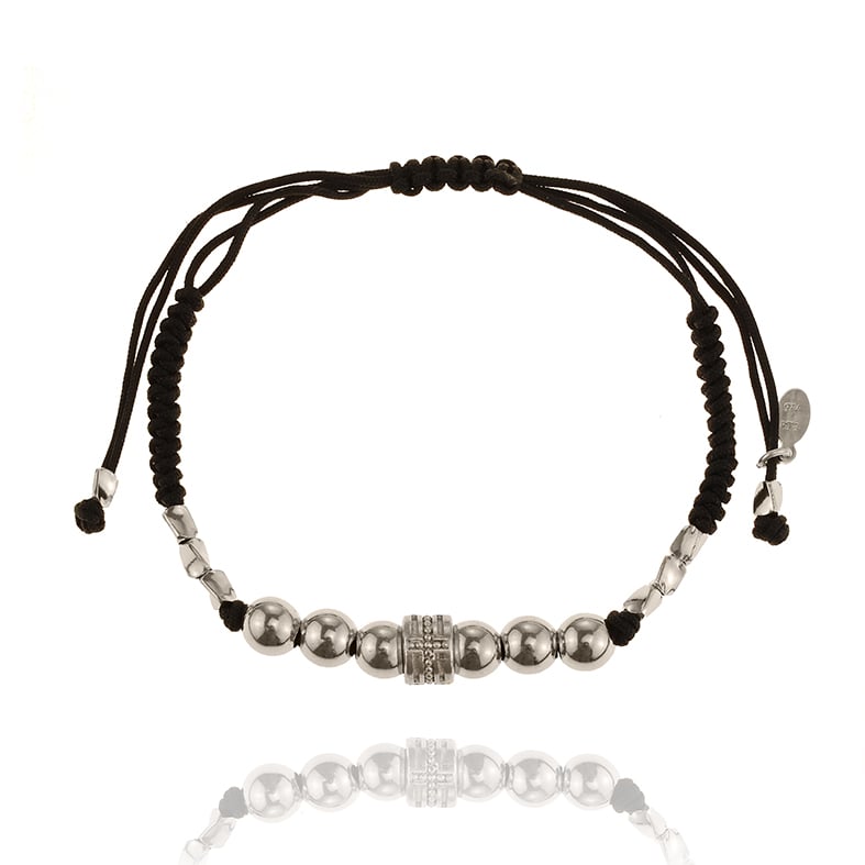 Bracelet silver 925 rhodium plated with cord