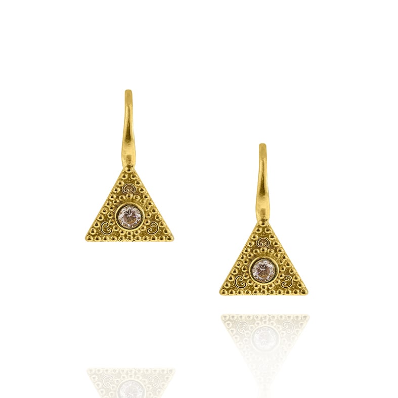 Earrings silver 925 yellow gold plated with zirconia