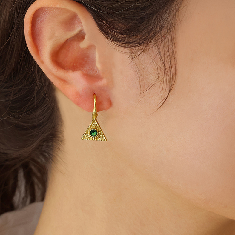 Earrings silver 925 yellow gold plated with zirconia