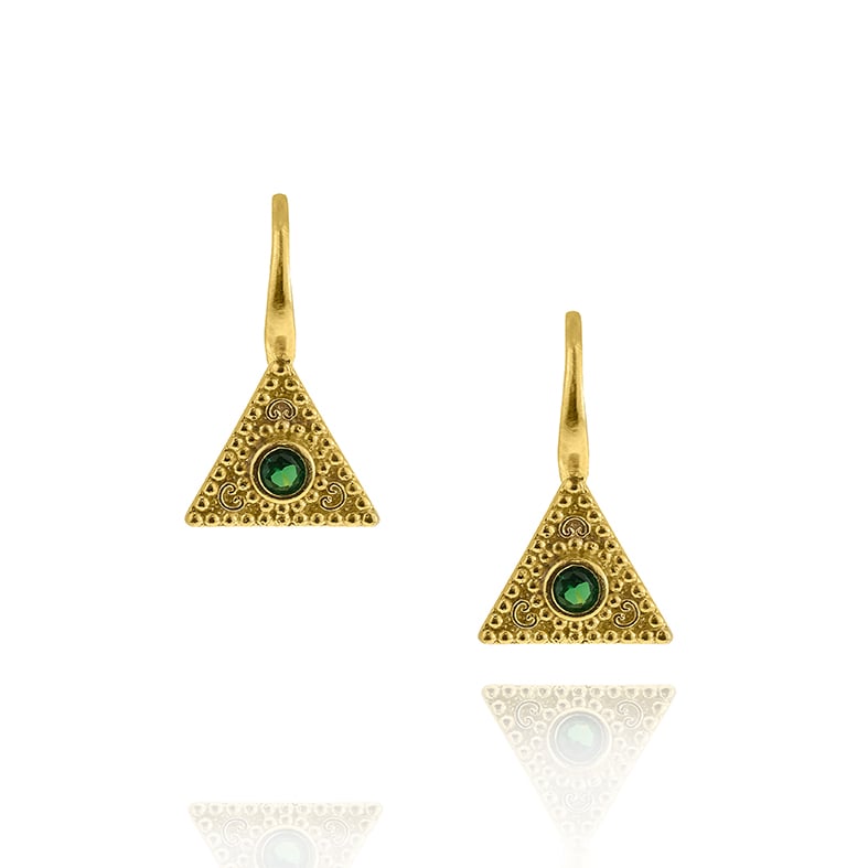 Earrings silver 925 yellow gold plated with zirconia