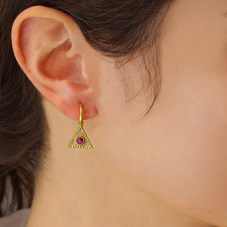 Earrings silver 925 yellow gold plated with zirconia